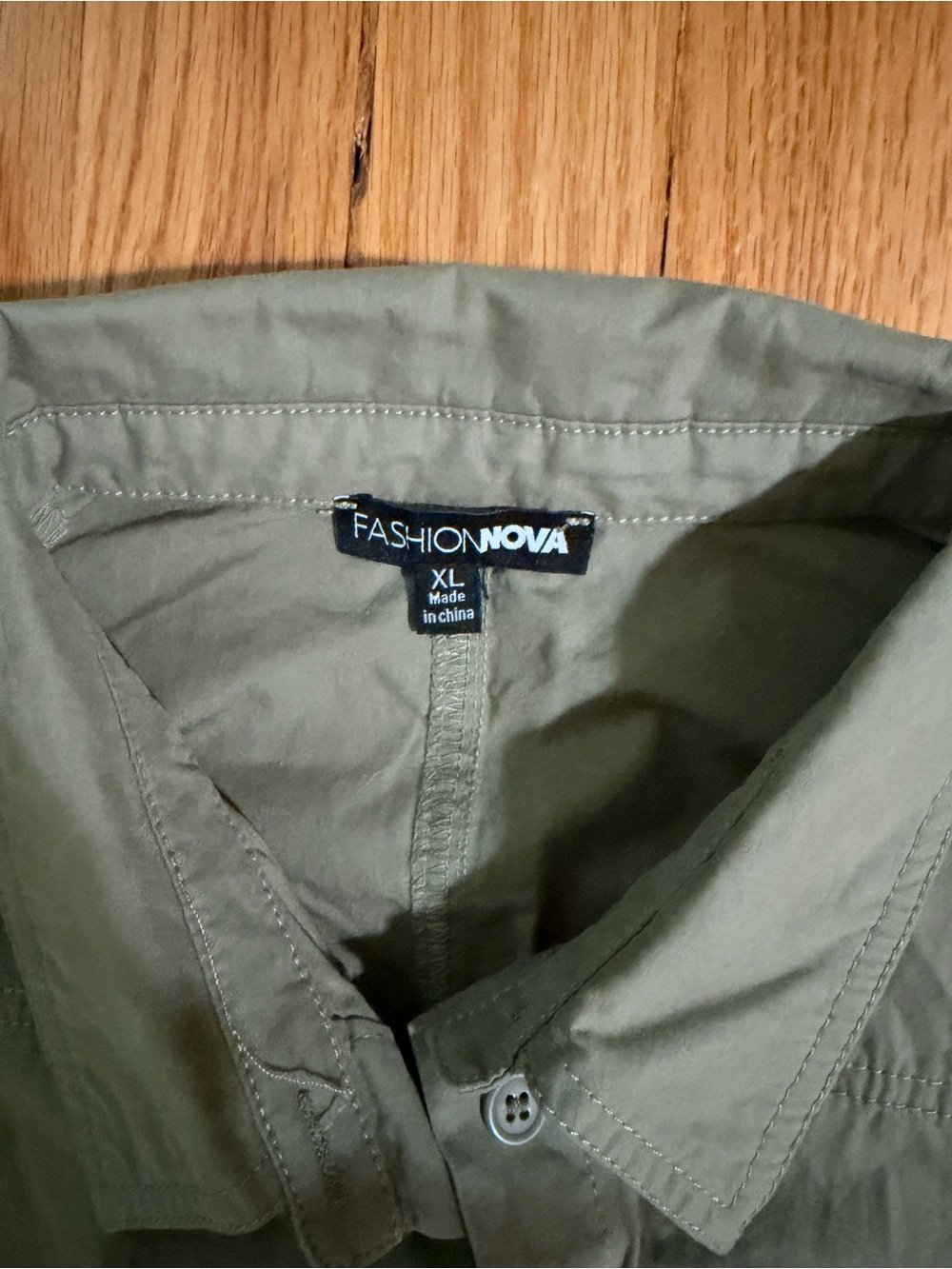 Fashion Nova Olive Utility Button-Front Jumpsuit - Picture 3 of 3